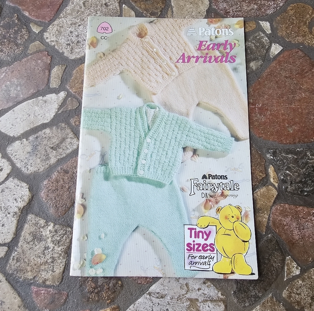 Vintage Patons Fairytale Early Arrivals Knitting Pattern Book, Preowned